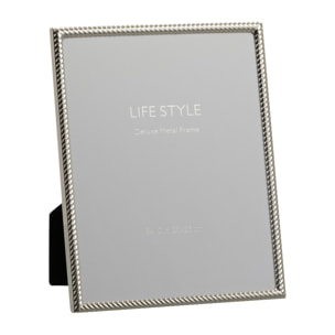 J-Line cadre photo Lignes Obliques – métal – argenté – large – 2 pièces