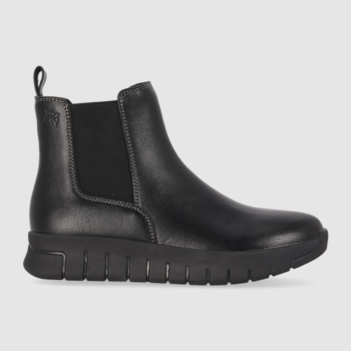 Botines de Piel - Negro - Tacón: Bajo