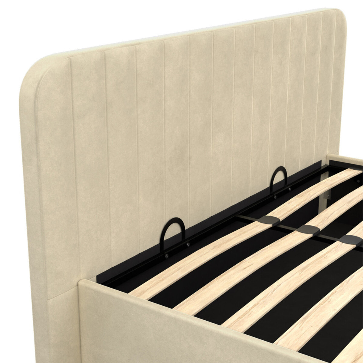 Lit coffre Valentina avec sommier et tête de lit - Velours beige