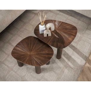 Tania - lot de 2 tables basses gigognes en teck massif - 62 et 54 cm - Bois