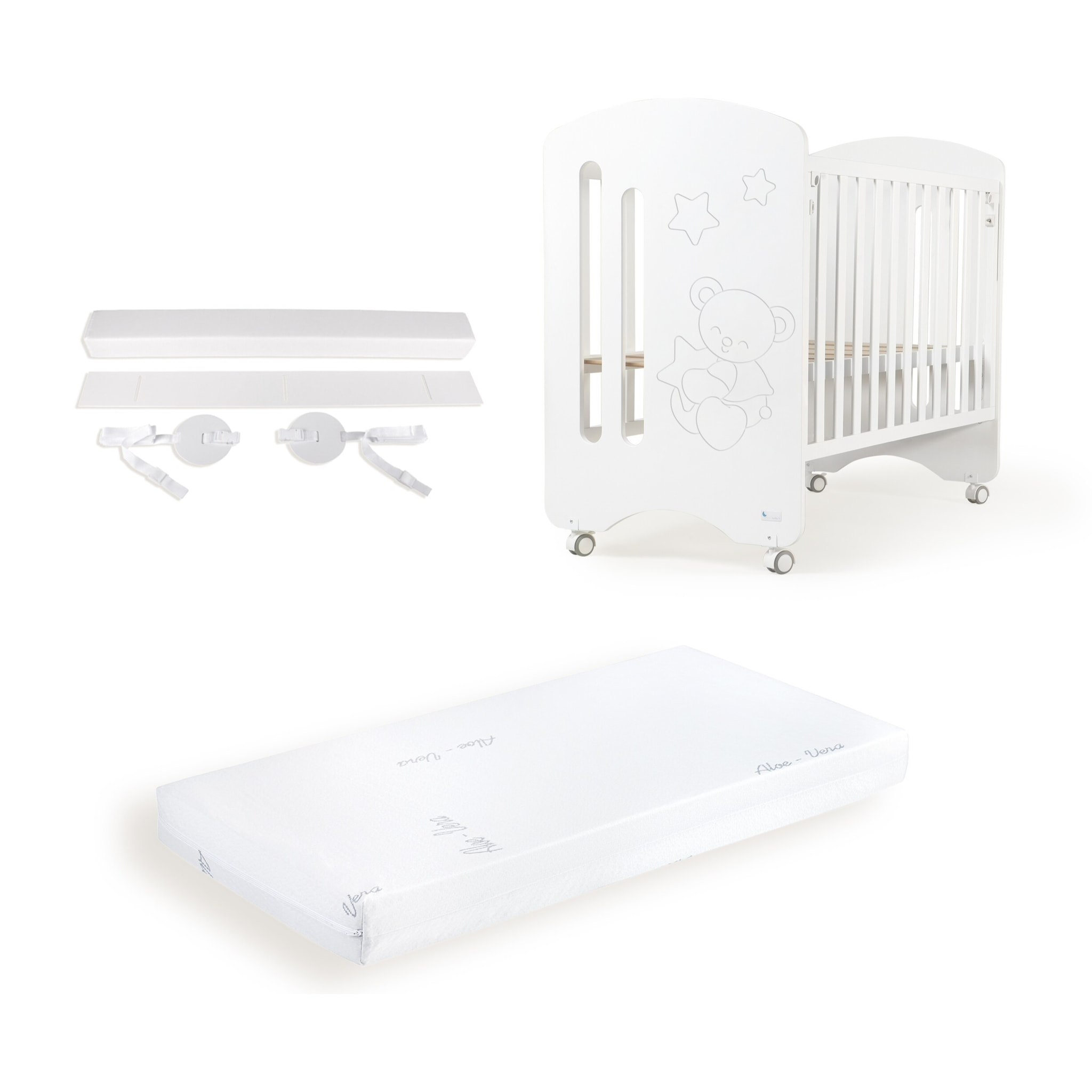 Cuna Lovely Premium Blanca con Colchón y Kit Colecho