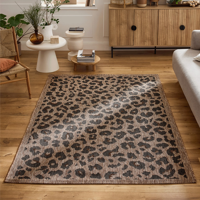 SAVANNA - Tapis intérieur/extérieur motif léopard marron