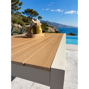 TONGA - Table de jardin en alu plateau polywood  aspect bois