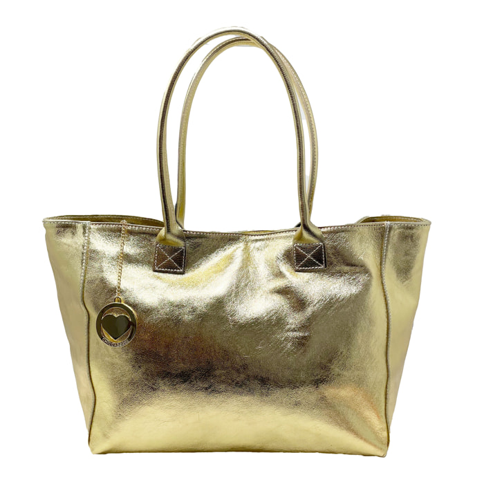 Chicca Borse - Borsa a Spalla Donna in Vera Pelle - Colore Oro