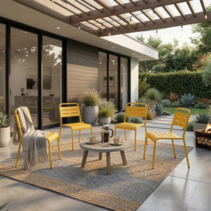 Ensemble de 4 chaises de jardin empilables jaunes EVORA