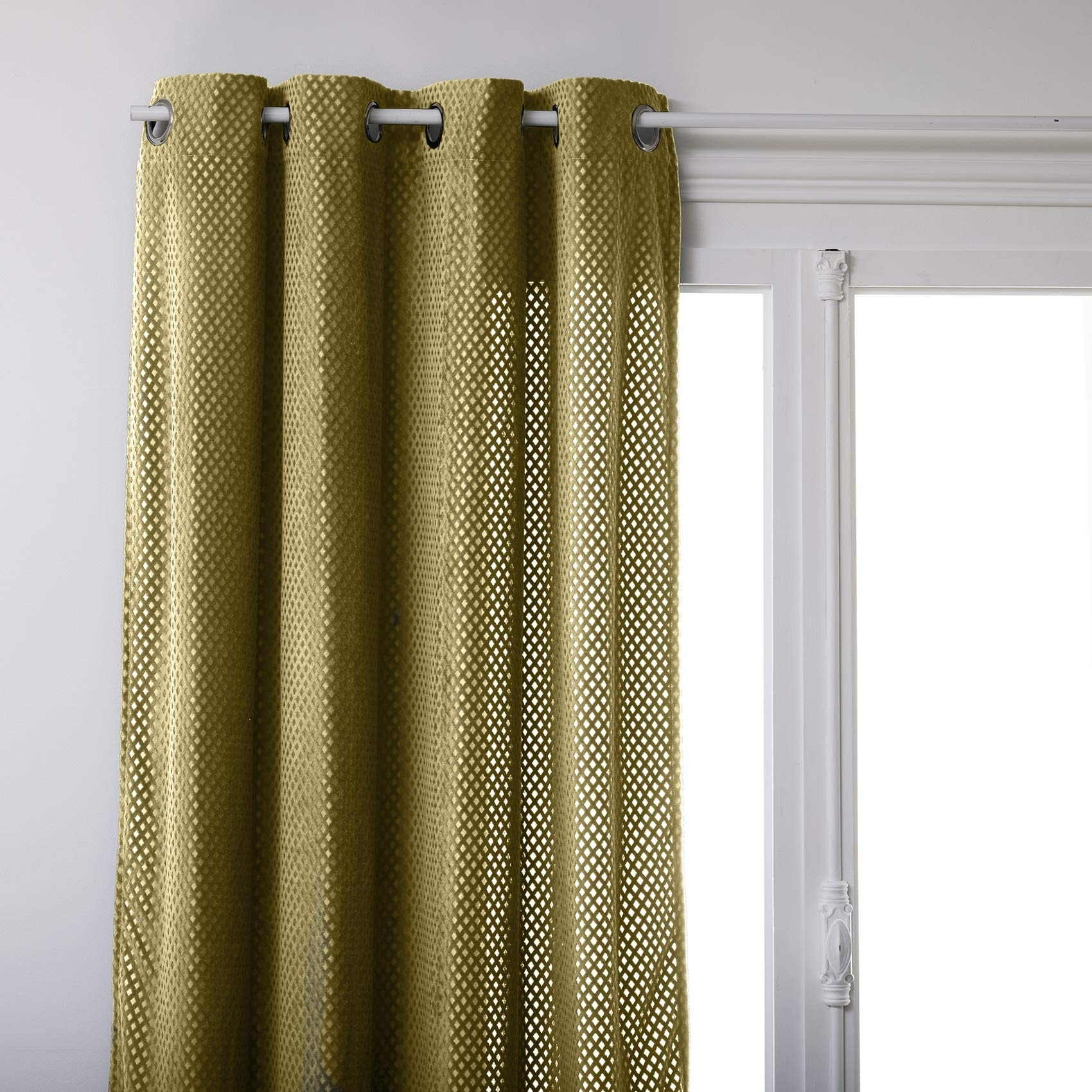 Rideau contemporain aux motifs velours - Jaune Ocre