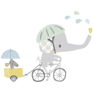 Sticker Lilipinso éléphant à vélo 66 x 41,5 cm