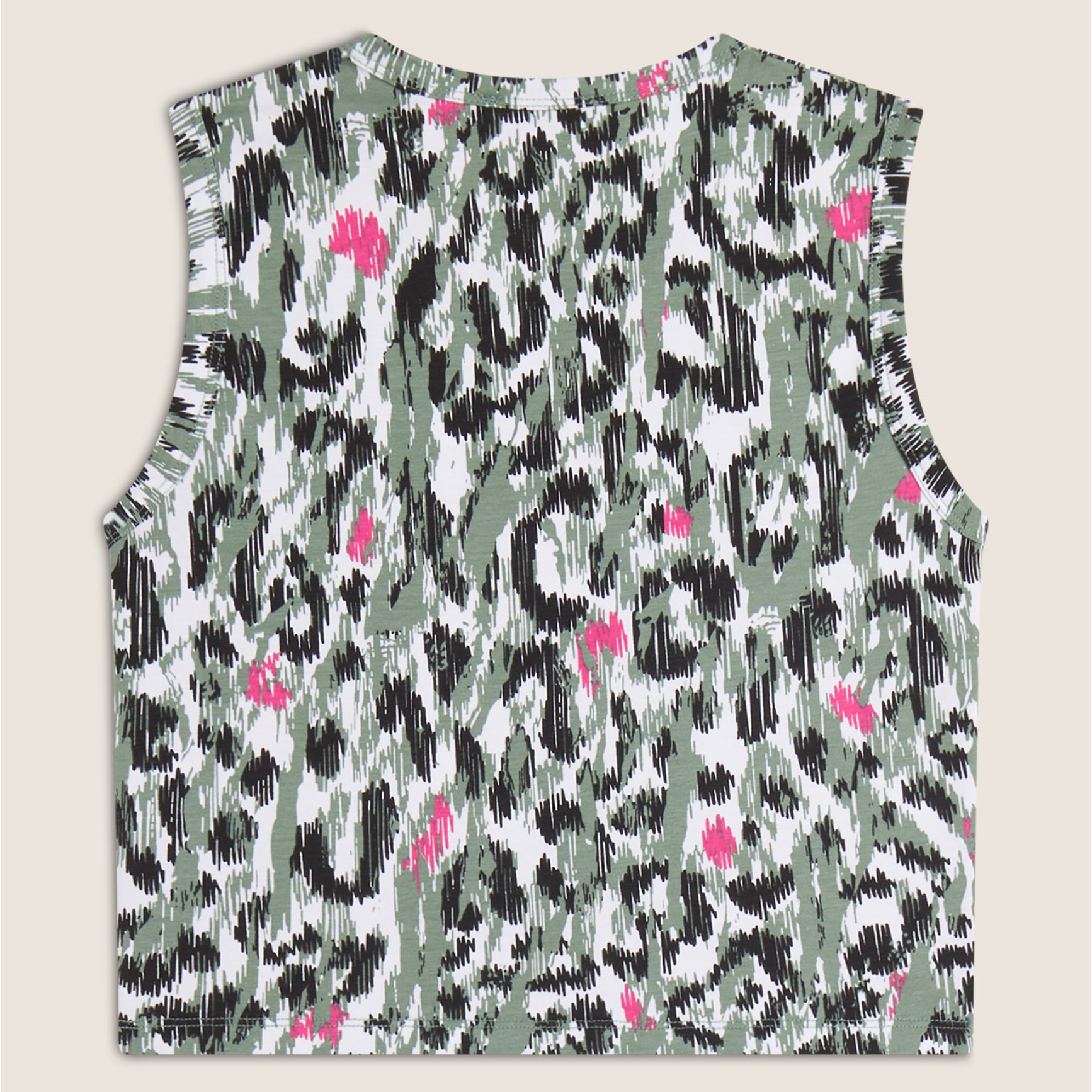 Canotta donna corta slim fit fantasia maculata