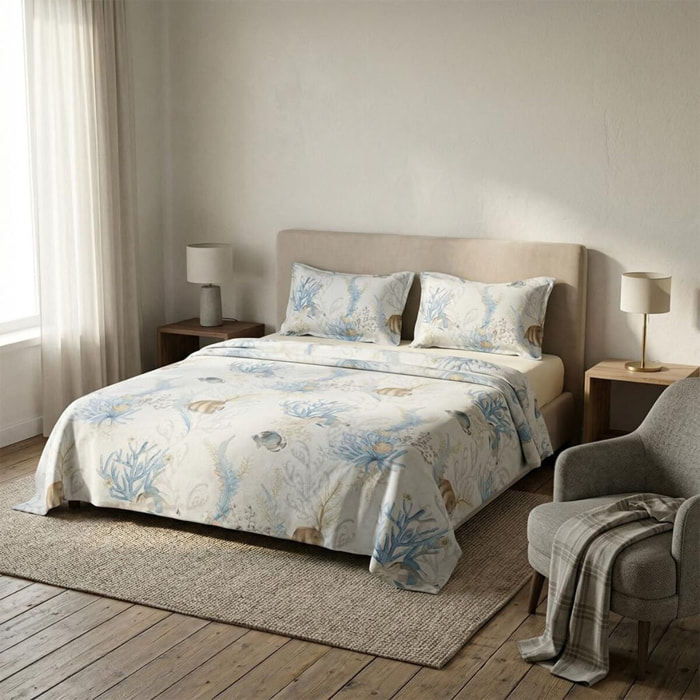 Set completo letto matrimoniale 100% cotone, 180x200 cm, con Stampa Digitale di Alta Qualità, Intrecci