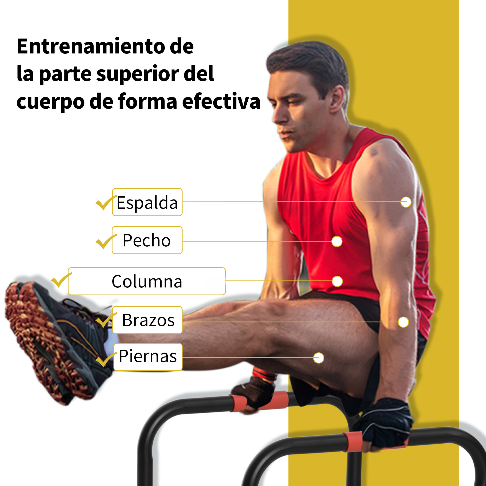 Barras Paralelas Training Soporte con Mango 63x41x73 cm Negro