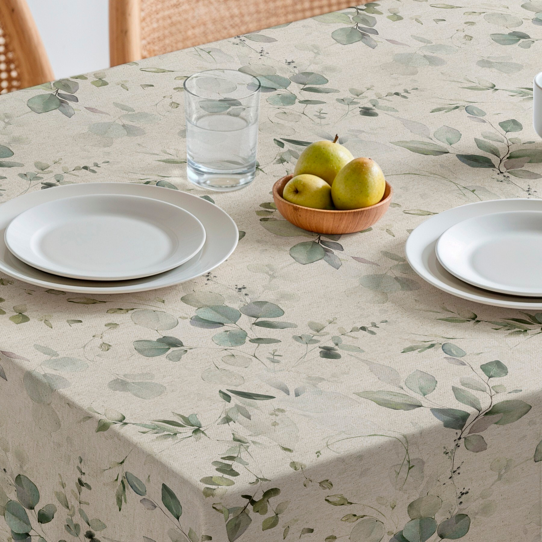 Nappe imprimée anti-tâches SURIA VERT