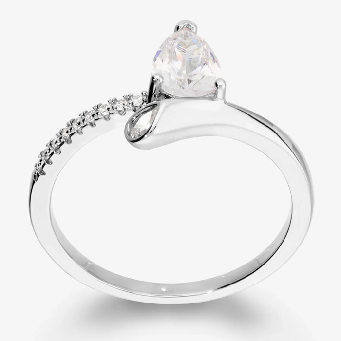 Anello Contrarié con Pavé e Cubic Zirconia a Goccia