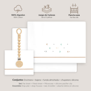 Triptico Cuna Estrella Luna Multicolor + Broche Bco/Beig