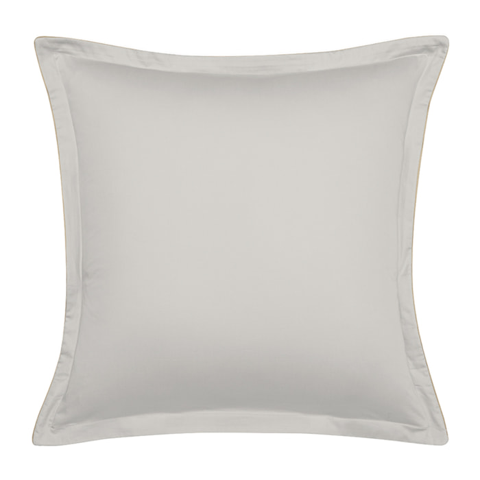 Taie d'oreiller unie en satin de coton bio, NOBEL, Gris Argent
