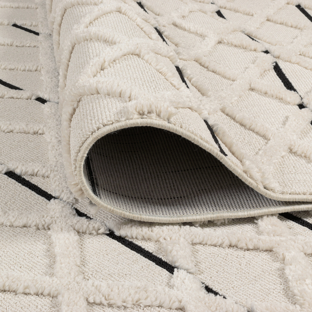 Nala - tapis moderne mini losange, crème