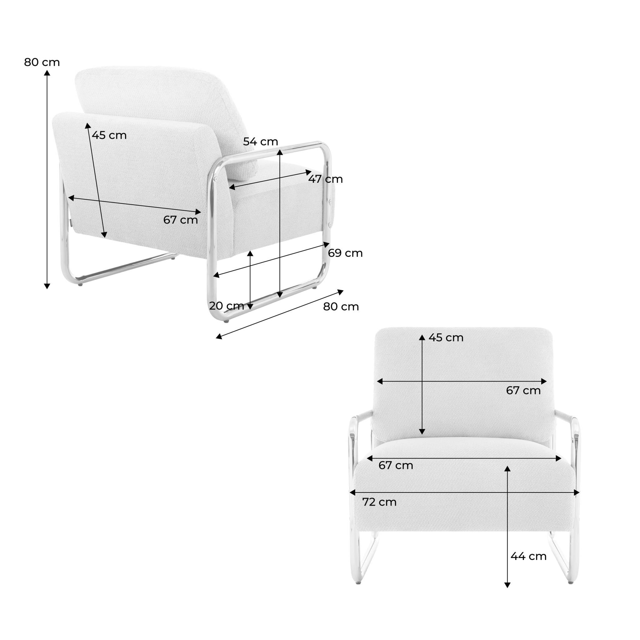 Fauteuil vintage tissu chenille armature chromée JOE