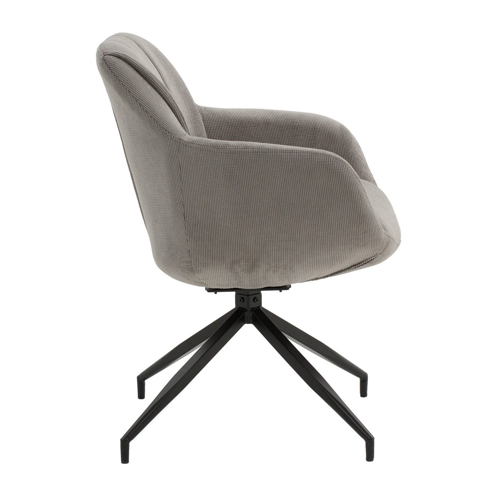 Set di 2 poltroncine girevoli STONESTOWN in tessuto grigio e gambe in metallo nero, con braccioli