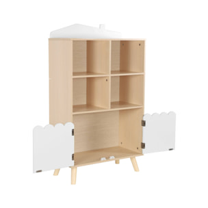 Bibliothèque enfant blanche 2 portes et 4 étagères