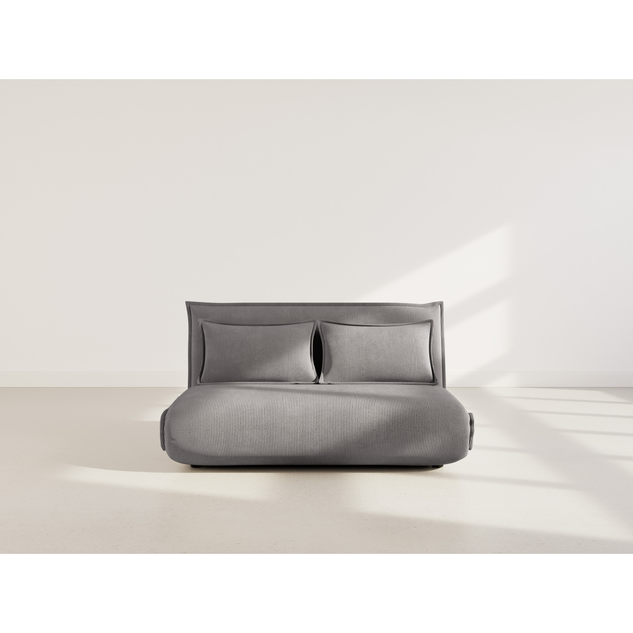 Candice - Banquette 2 places convertible clic-clac en velours côtelé - Gris foncé