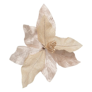 Sujet poinsettia bout pailleté 23cm
