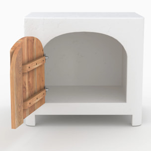 Table de chevet en béton blanc cassé et bois d'acacia - Fira