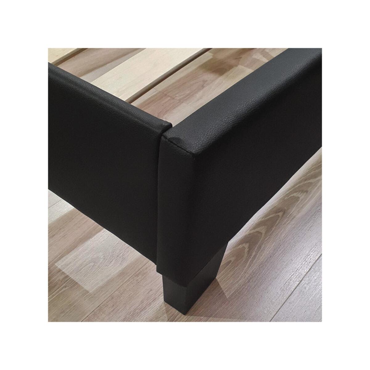 Lit double queen size simili noir 160x200cm - SONNA