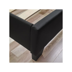 Lit double queen size simili noir 160x200cm - SONNA