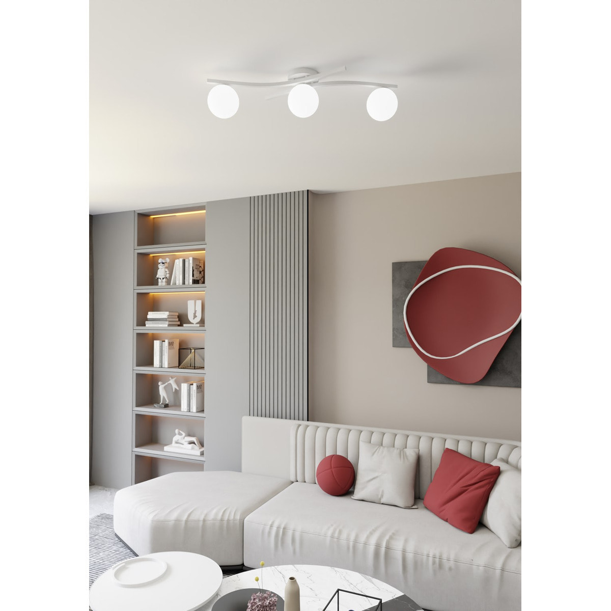 Lampada a sospensione Opus in acciaio bianco opaco e vetro opalino