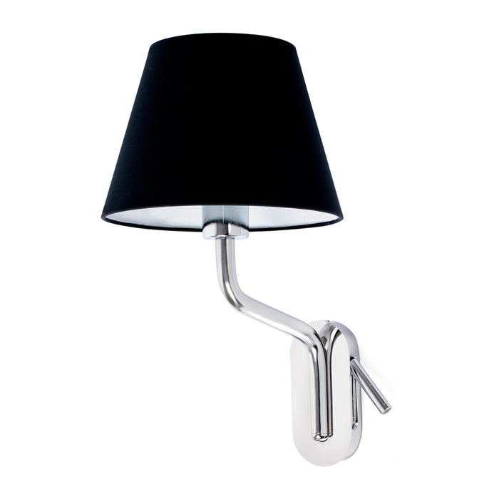 ETERNA Lampada da parete con lettore sinistra chrome/nera