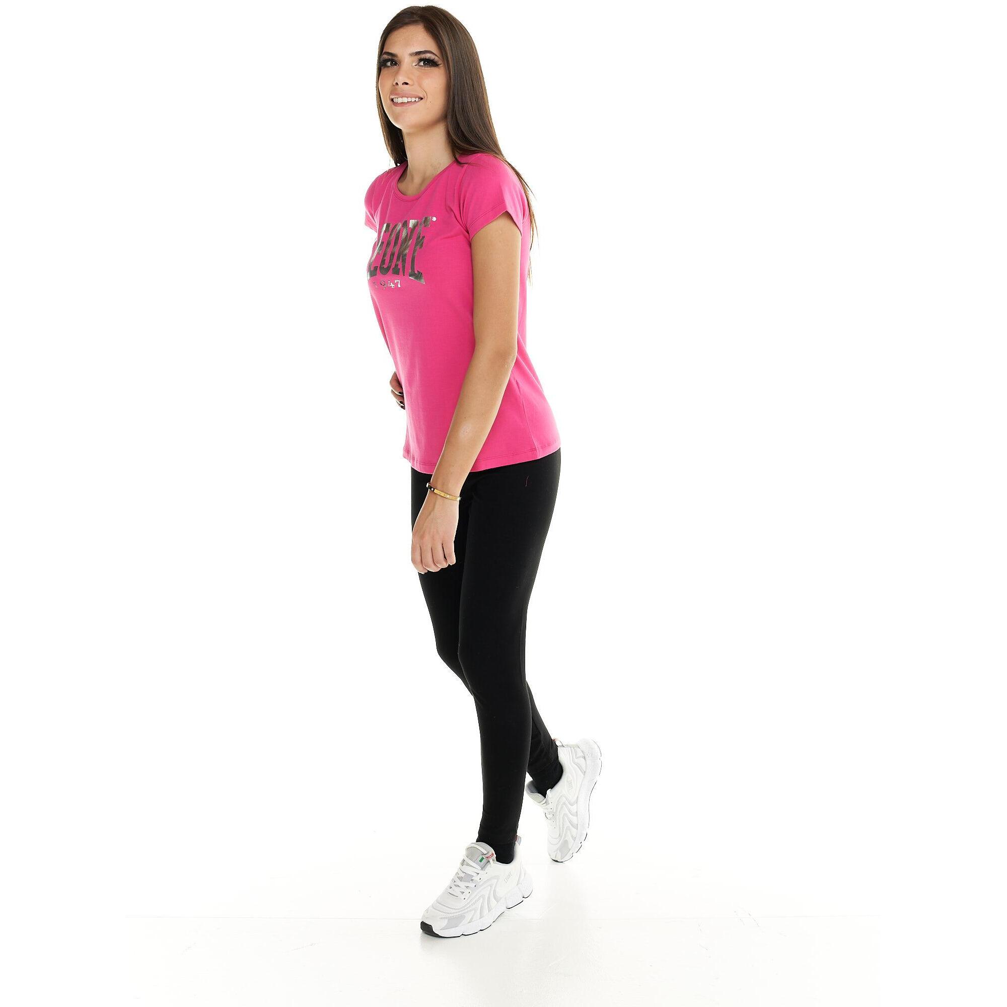 T-shirt Leone donna con maniche corte e logo grande Basic