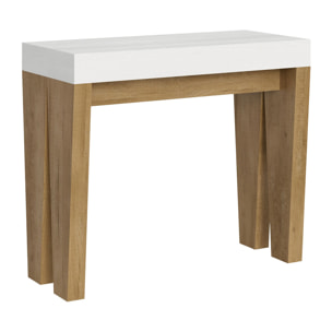 Consolle allungabile 90x40/196 cm Spimbo Mix Small piano Bianco Frassino - struttura Quercia Natura