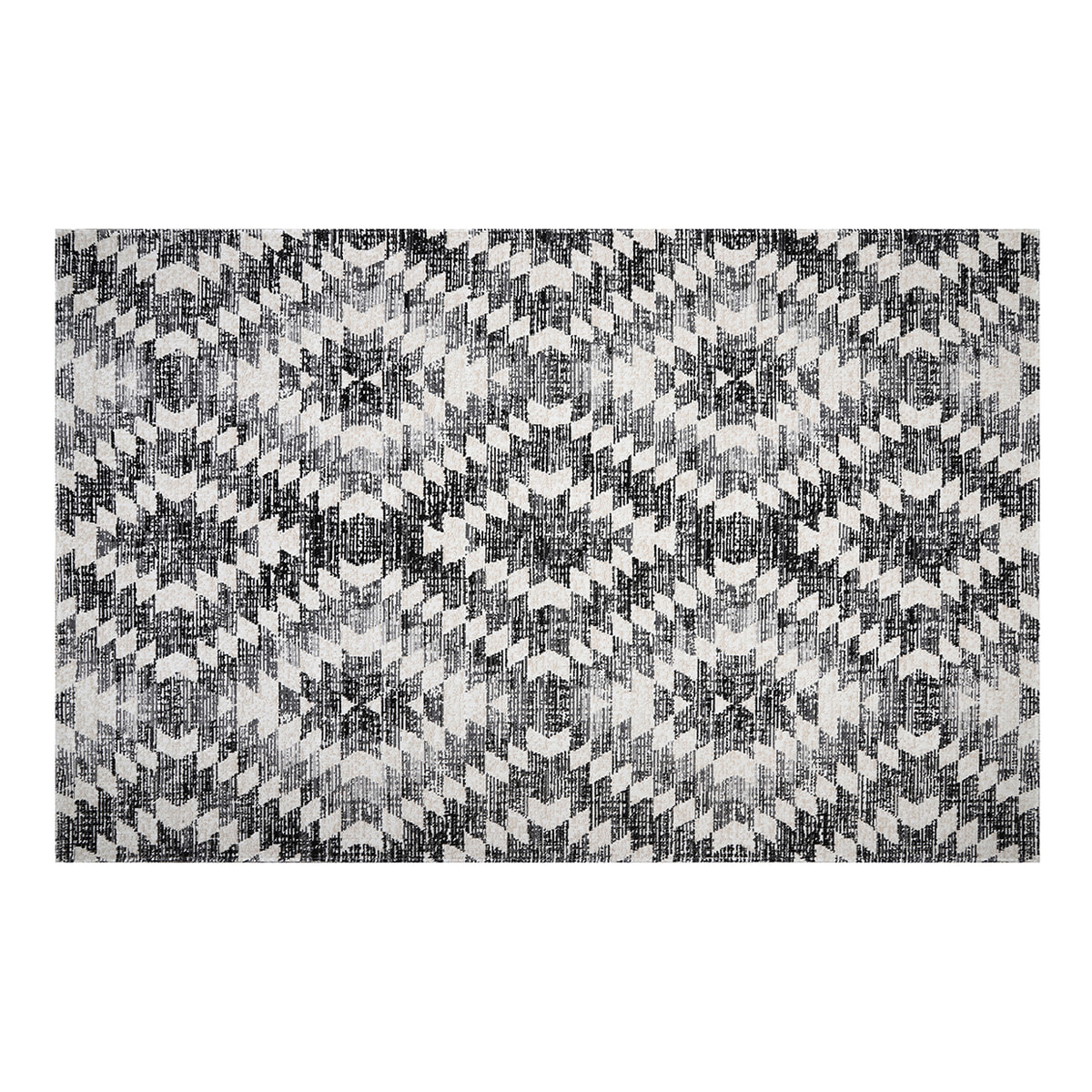 Tapis ethnique motif losange gris noir intérieur extérieur 150 x 220 cm PIXO