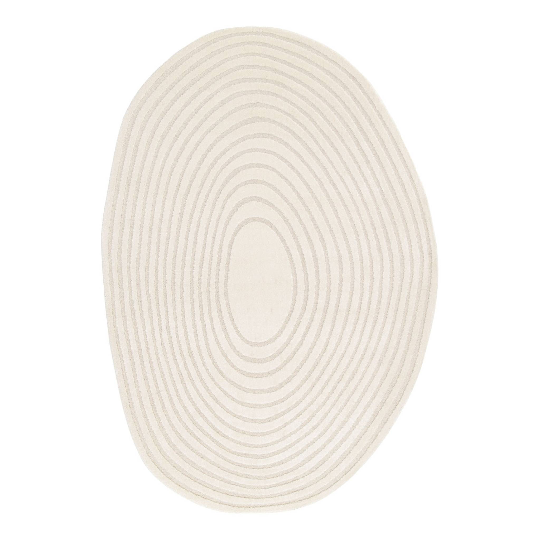 Tapis intérieur forme de galet motif circulaire crème Amanda 160x230cm