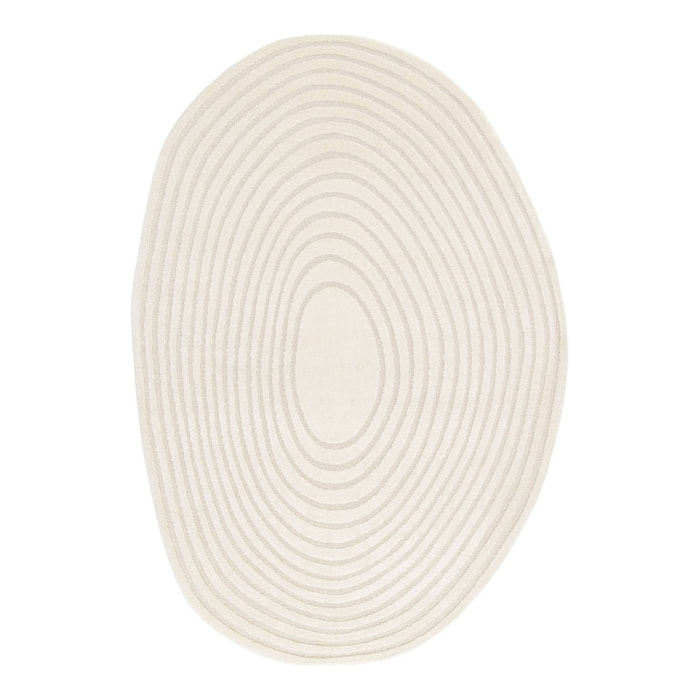 Tapis intérieur forme de galet motif circulaire crème Amanda 160x230cm