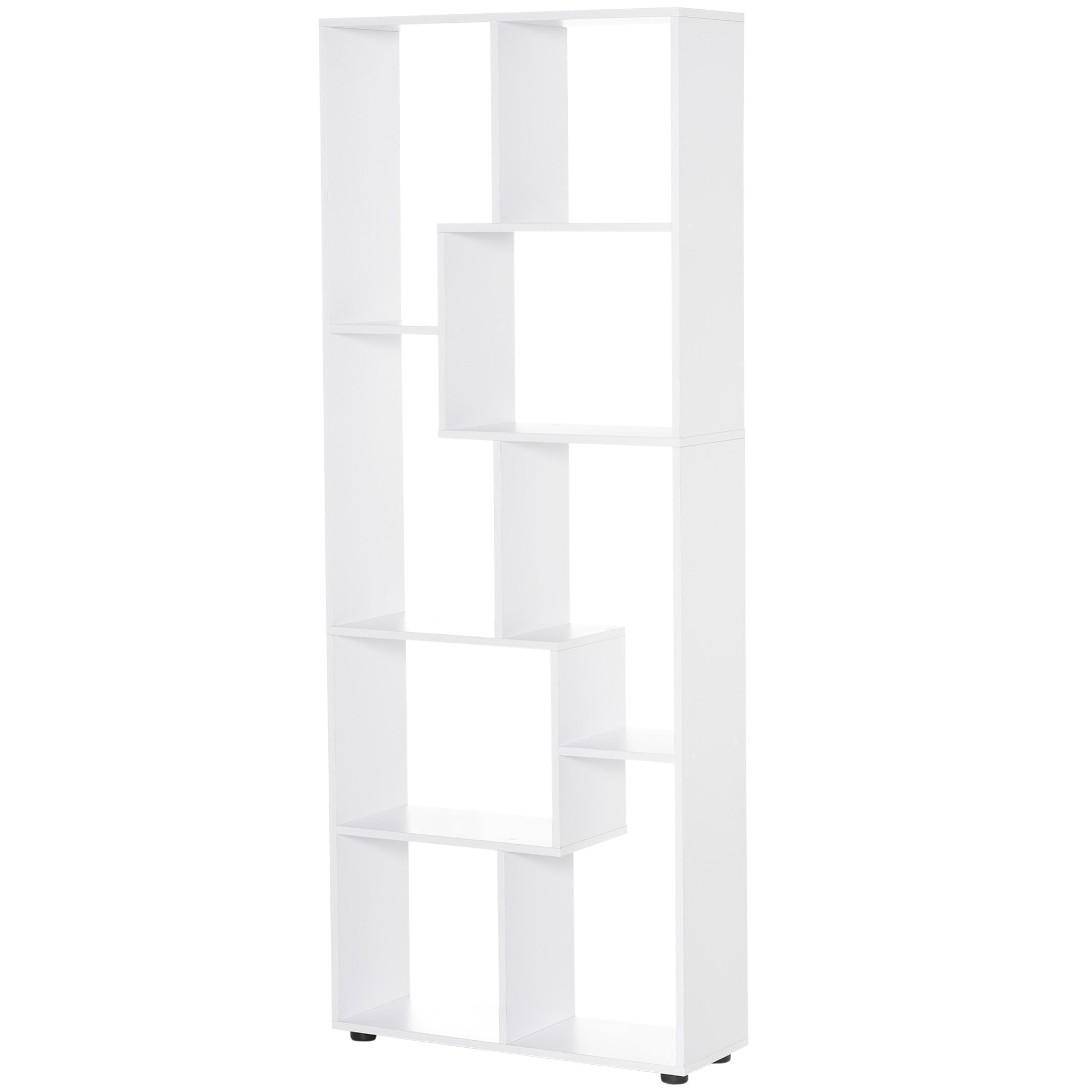 Bibliothèque étagère zig zag design contemporain 70L x 24l x 178H cm panneaux particules blanc