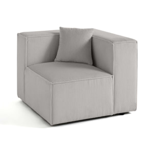 Arty - module d'assise droit - en velours côtelé - Gris clair