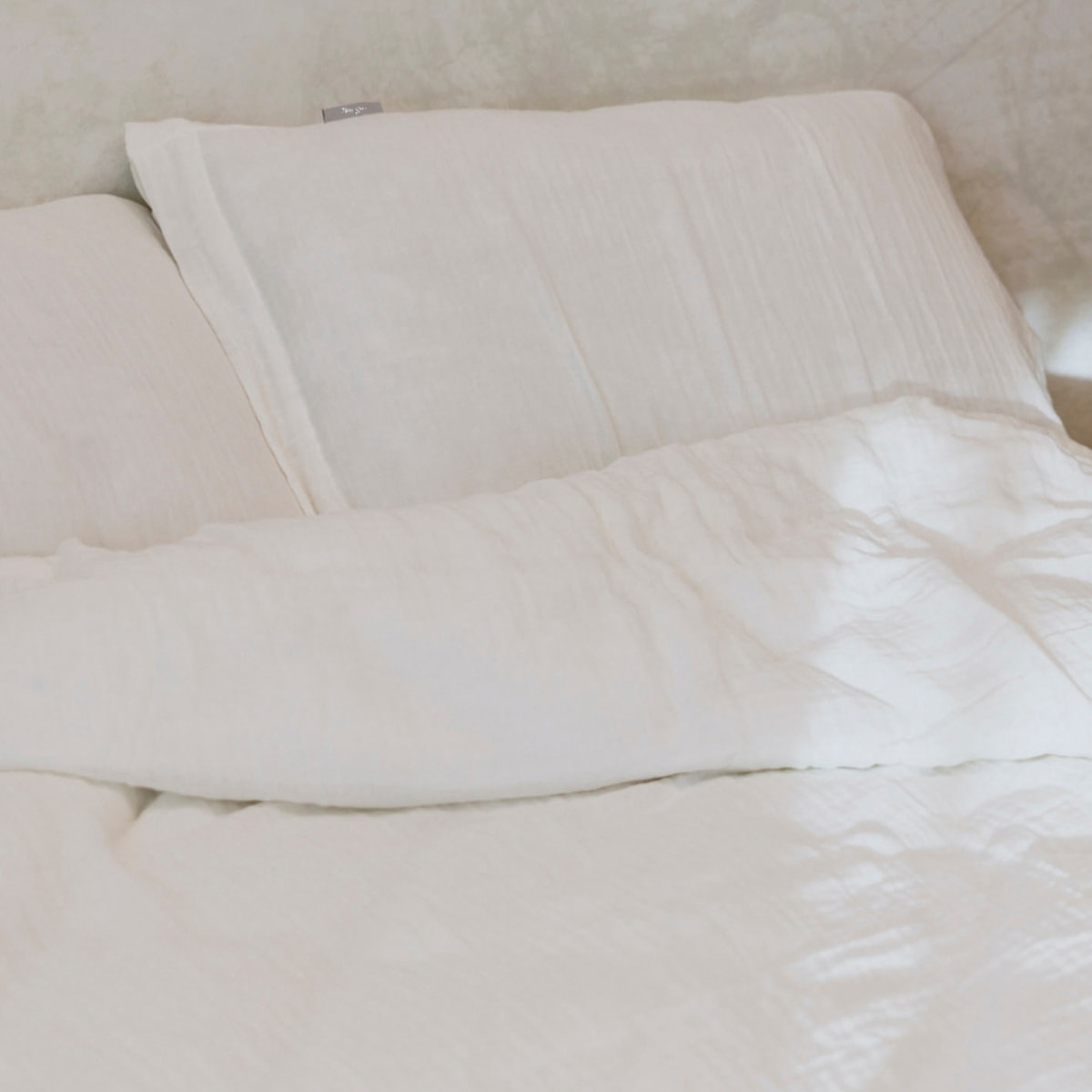 Funda de Almohada - 100% Algodón de Muselina - Blanco