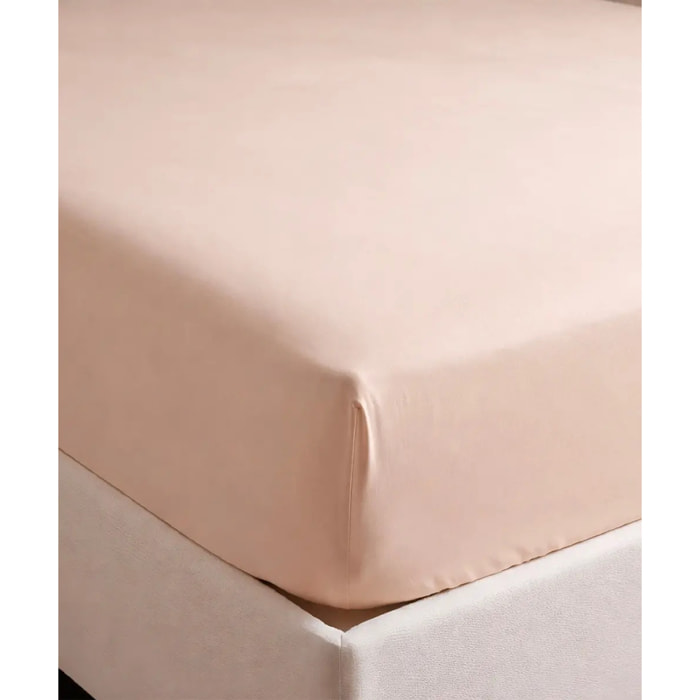 Lenzuolo Inferiore Angolare RASO BEIGE tinta unita per letto matrimoniale 100% Raso di Cotone e Made in Italy