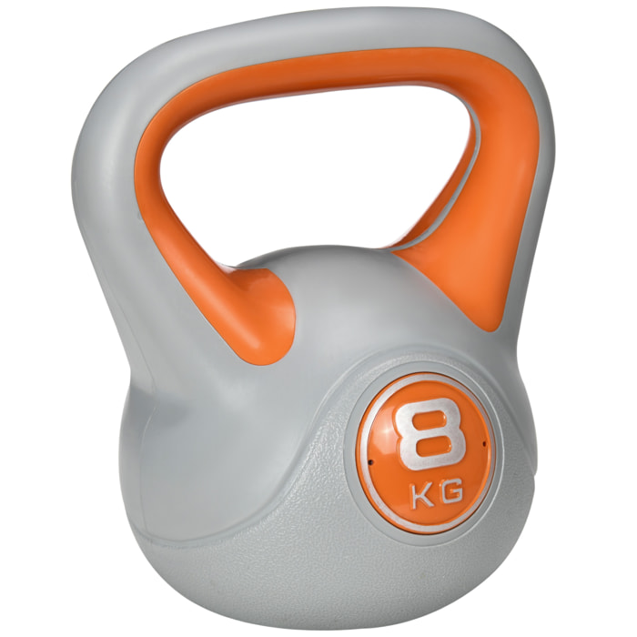 Kettlebell 8 Kg - haltère boule - poignée ergonomique - PU gris orange