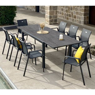 Ensemble table et chaises de jardin  - Gris Anthracite - GUETHARY PSPC ardoise