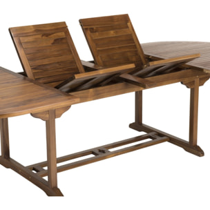 MAEVA - Table de jardin 10/12 personnes - ovale double extension 200/300 x 120 cm en bois teck huilé