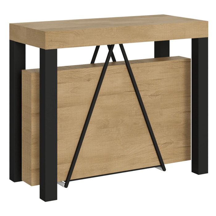 Consolle allungabile 90x40/300 cm Tiris quercia natura telaio antracite
