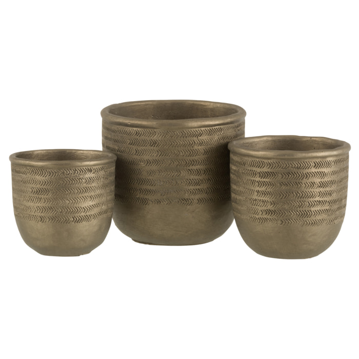 J-Line cache-pot Chalet - ciment - vert/or - large - Ø 17.5 cm