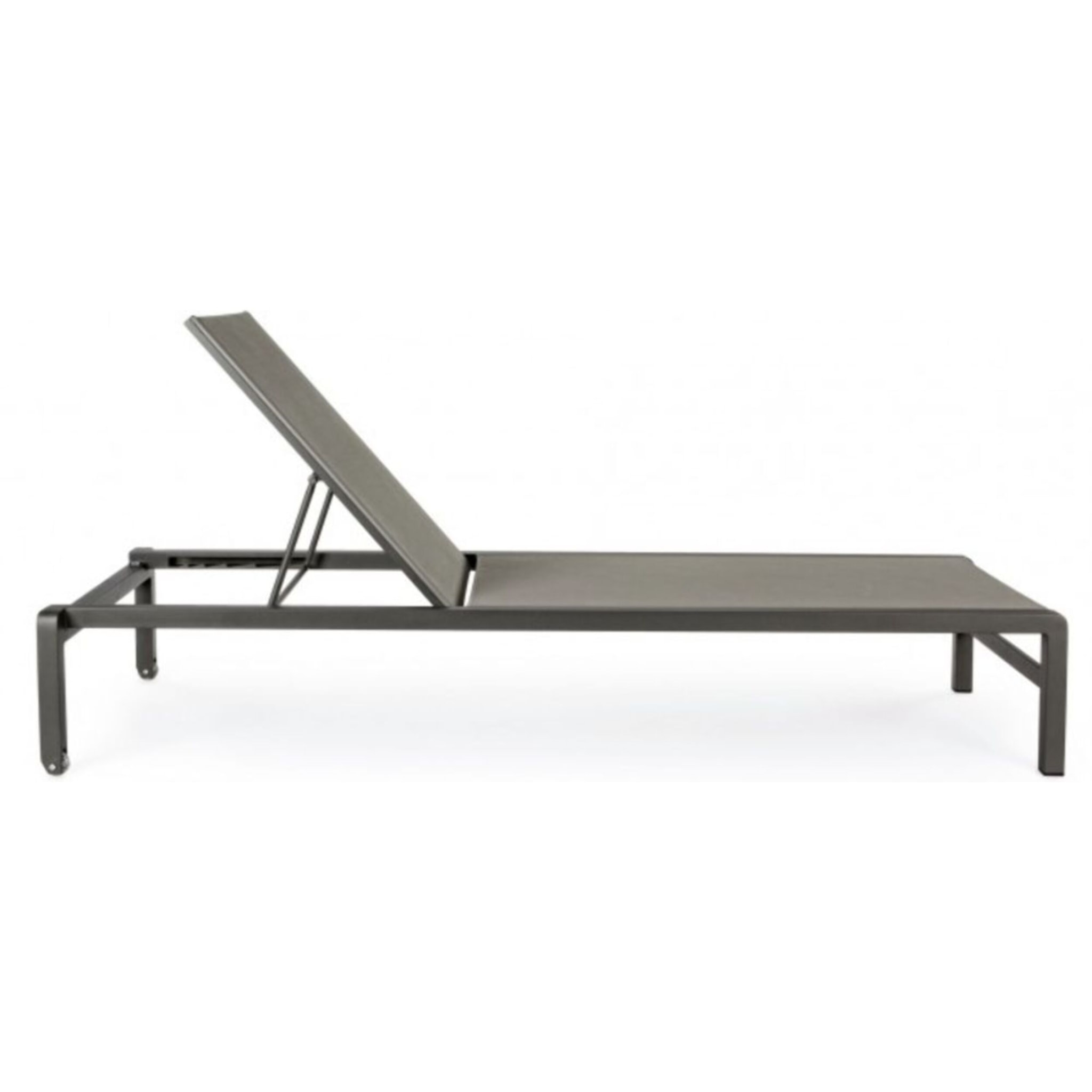 Set di 4 lettini reclinabili KONNOR in alluminio e textilene antracite, con ruote