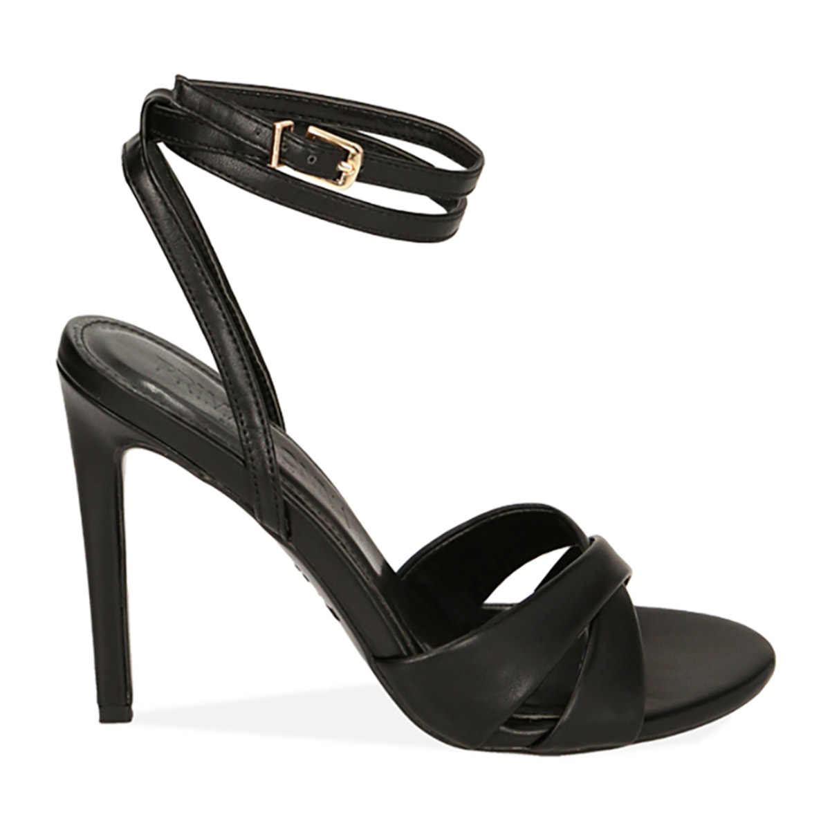 Sandali neri con cinturino, tacco 10,5 cm
