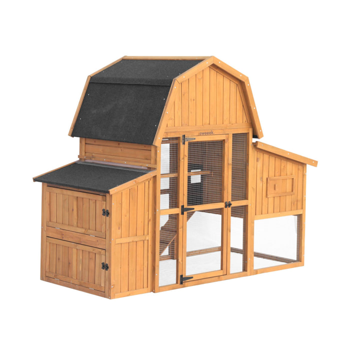 Poulailler 6 poules bois de sapin - 195.5 x 90 x 152.5 cm - Gasconne