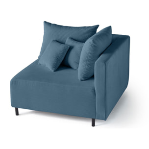 Edinburg - module d'assise d'angle droit - en velours côtelé - Bleu