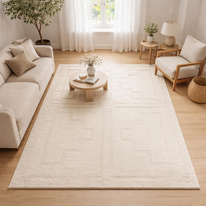 Authentique tapis Noué main en relief en laine