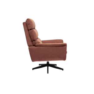 Fauteuil pivotant en tissu chenille terre brûlée et métal noir JONAH