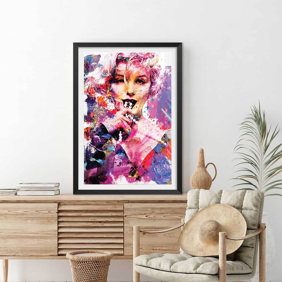 Affiche illustration graffiti marilyn Affiche sous cadre noir
